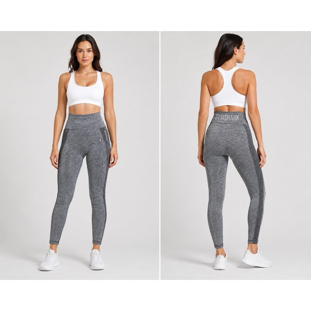 Gymshark DRY Seamless Leggings Gray Marl High Rise Womens Small 26 Inseam‎